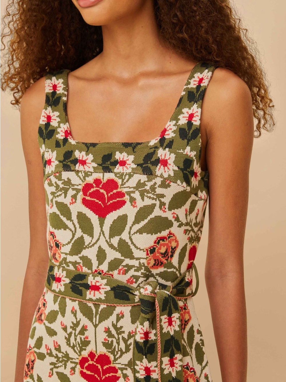 FARM RIO NWOT SAND GARDEN TAPESTRY KNIT DRESS MEDIUM - Picture 3 of 9